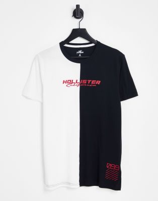 Hollister central logo vertical stripe t-shirt in burgundy