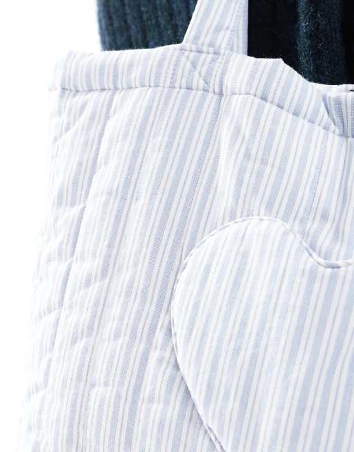 Hollister large sleepover bag with heart detail in blue stripe, 2 of 4