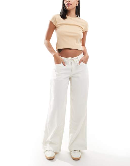 Hollister Lassig geschnittene Hose in Beige mit Kordelzug