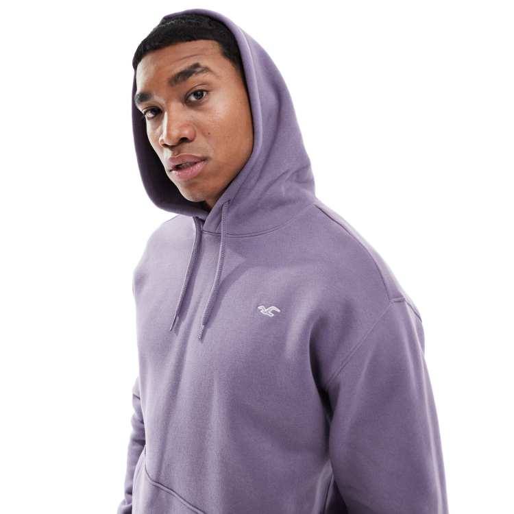 Hollister – Lässig geschnittener Kapuzenpullover in Lila mit Logo