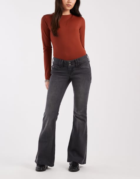 Hollister - Lavtaljede bootcut-jeans i vasket sort - view 1