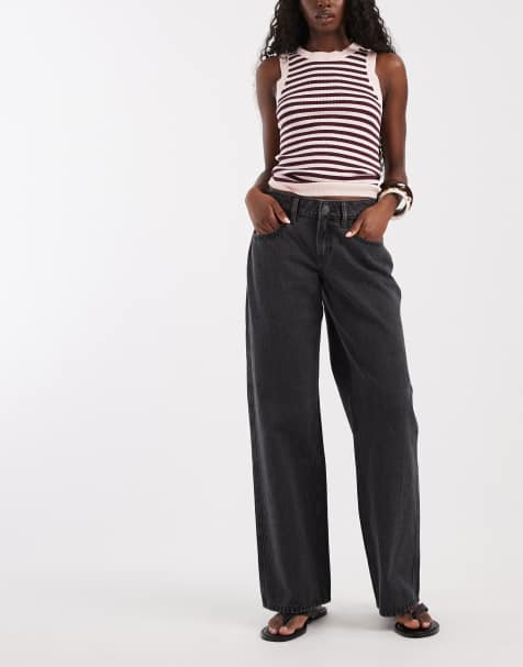 Hollister - Lavtaljede jeans med brede ben i sort vask - view 1