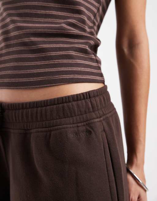Hollister lavtaljede joggers med brede ben i brun, 4 af 5