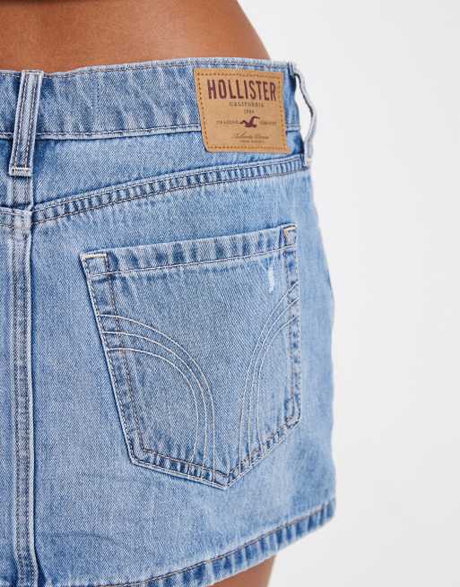 Hollister lavtaljet denim miniskort i lyseblå, 2 af 5