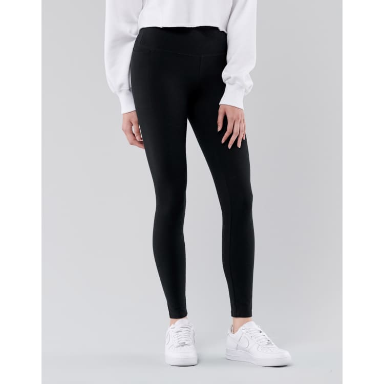 Hollister logo fleece leggings in black