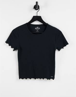 Hollister Lettuce Hem Shrunken T shirt In Black ModeSens