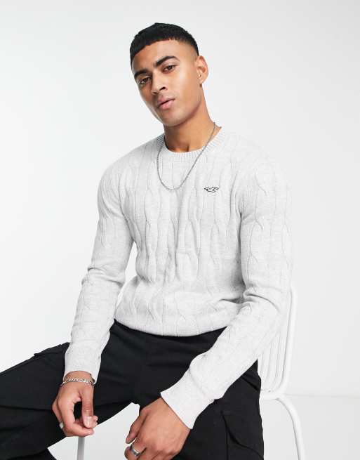 Hollister Lichtgewicht gebreide trui met kabels en icoonlogo in
