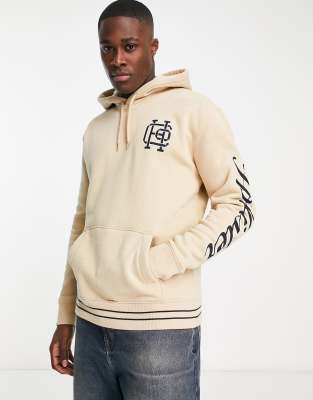 Hollister ligature logo hoodie in tan