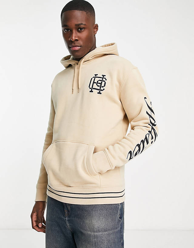 Hollister - ligature logo hoodie in tan