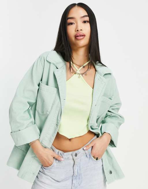 Mint green corduroy jacket sale