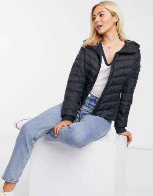 hollister black lightweight padded jacket