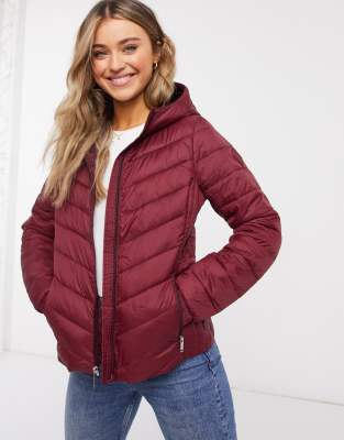 hollister red puffer coat