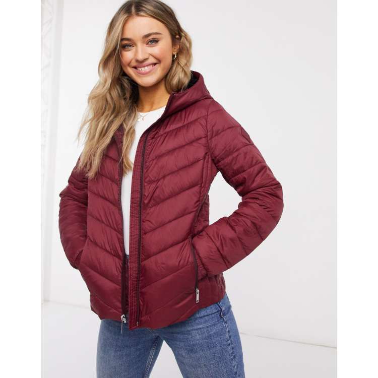 HOLLISTER QUILTED BOMBER JACKET COAT BURGUNDY WOMENS SIZE MEDIUM