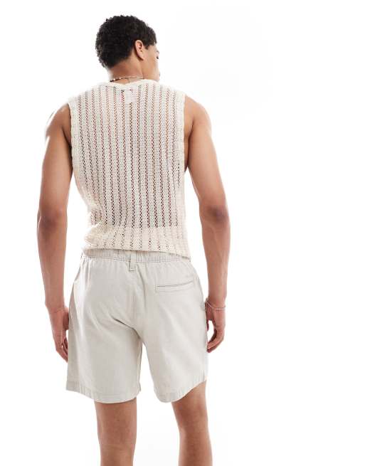 Hollister linen above the knee short in beige, 2 of 5