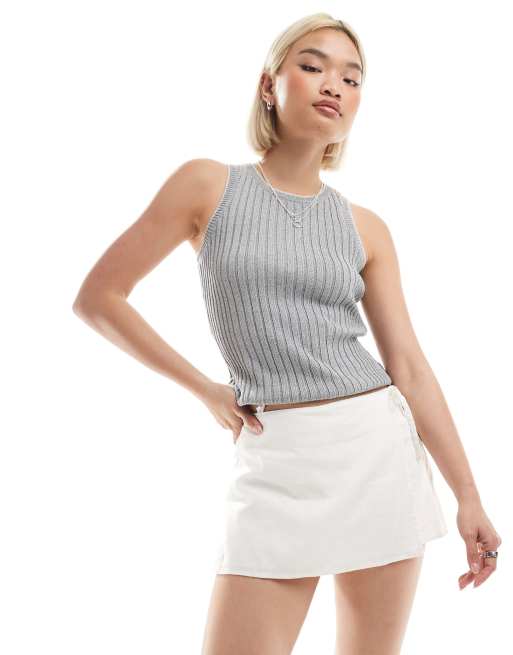 Hollister linen blend wrap skirt in white ASOS