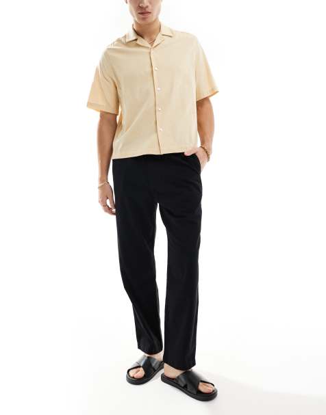 Hollister linen loose fit pull on trouser in charcoal - view 1