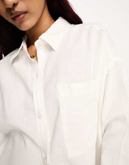 Hollister linen shirt in white