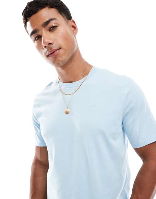 Hollister – Ljusblå t-shirt med rund halsringning och logga