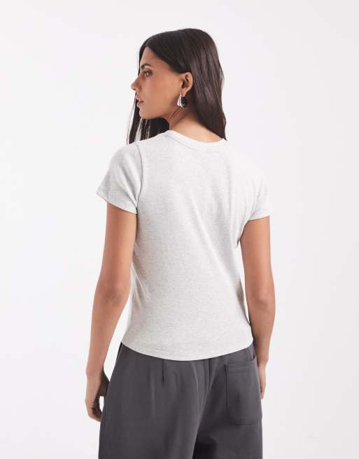 Hollister – Ljusgrå, ribbad, liten t-shirt, 4 av 4