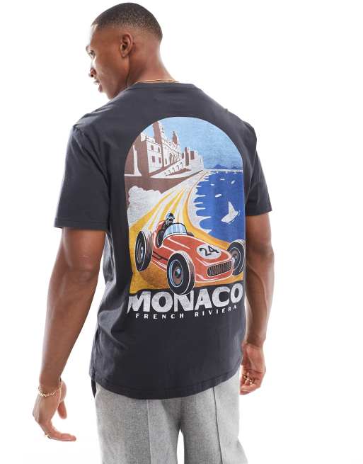 Hollister – Locker geschnittenes T-Shirt in Schwarz mit „Amalfi“-Küstenprint auf dem Rücken