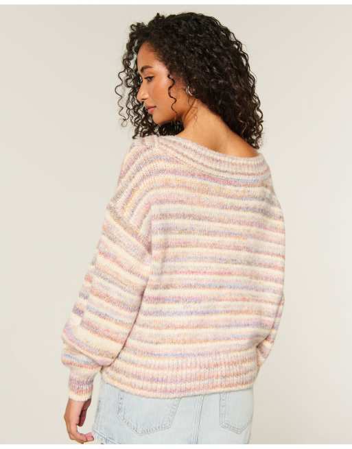Hollister Lofty off-the-shoulder sweater in light heather brown, 2 of 3