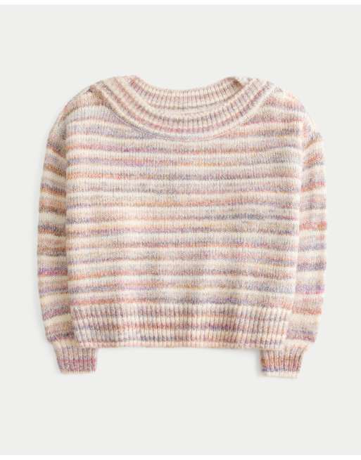 Hollister Lofty off-the-shoulder sweater in light heather brown, 3 of 3