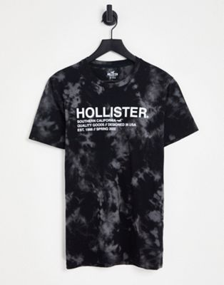Hollister logo acid wash t-shirt in grey