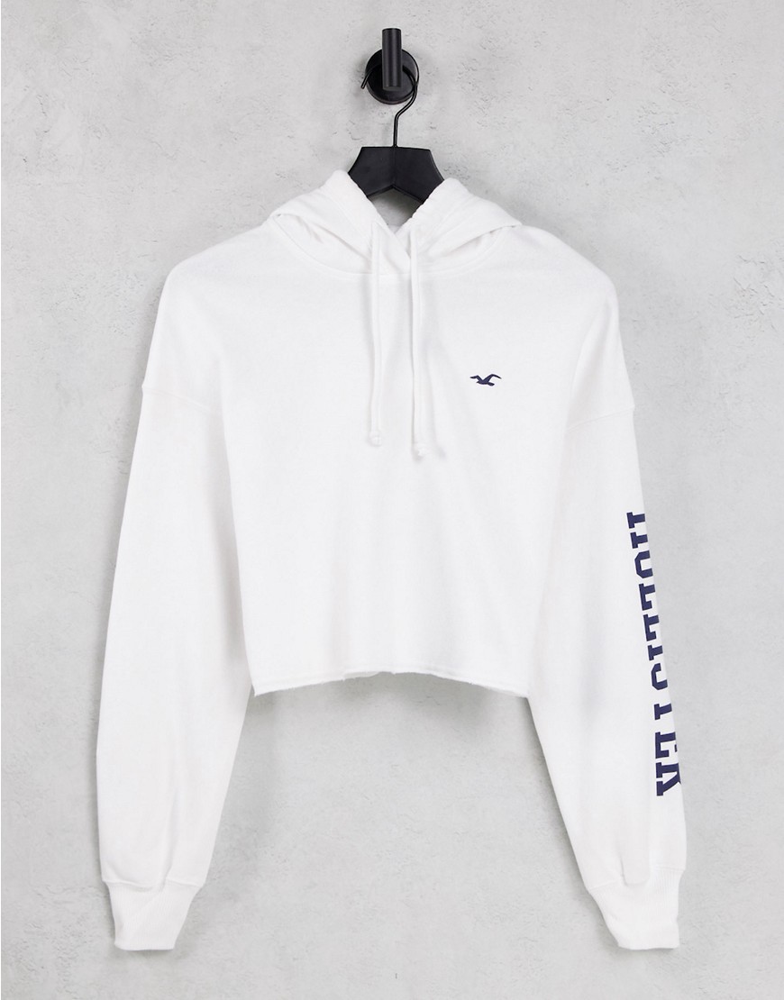 Hollister logo arm hoodie in white