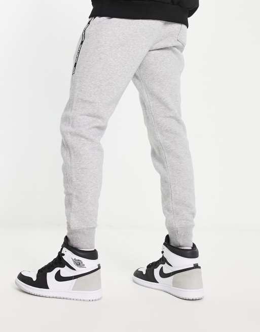 Hollister logo cosy borg trackies in grey marl, 3 of 4
