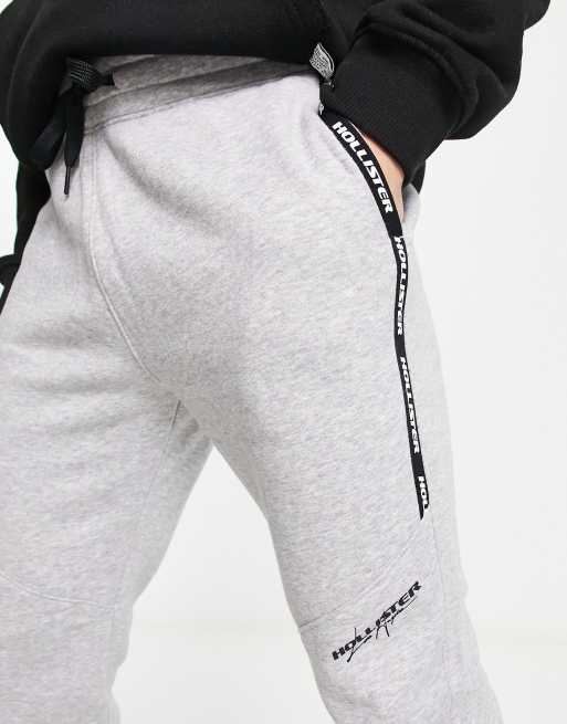 Hollister logo cozy borg joggers in grey marl