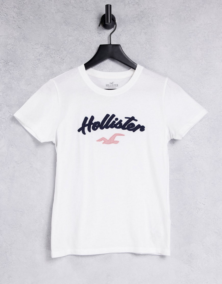 Hollister logo crew neck T-shirt in white