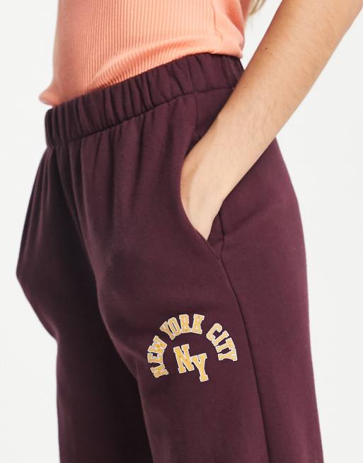 Hollister Sweatpants Jogger Burgundy Maroon Lounge Women