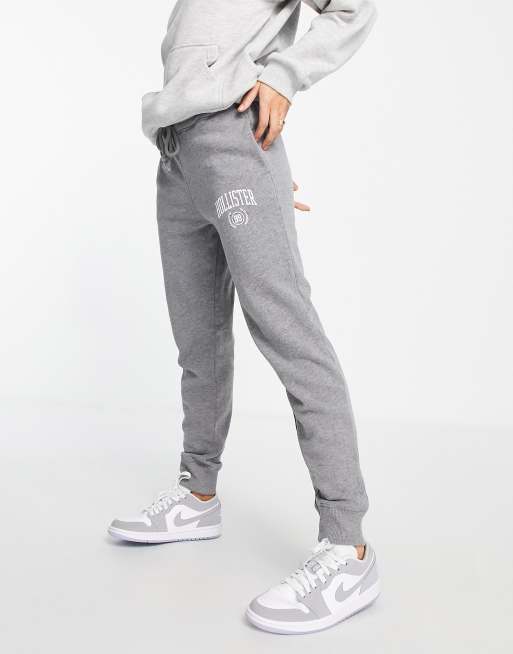 Hollister straight leg logo joggers in gray