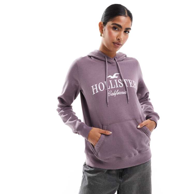 Hollister logo detail pullover hoodie in light brown ASOS