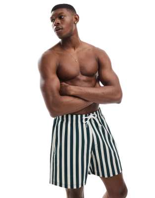logo detail swim shorts in green stripe print