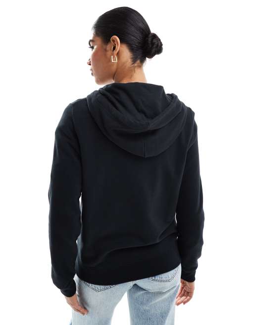 Hollister logo detail zip through hoodie in black ASOS