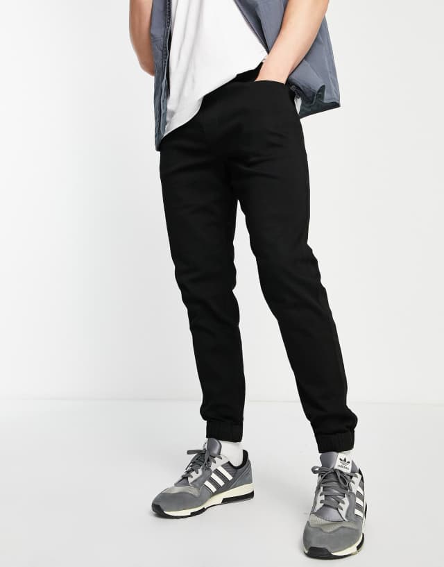 Hollister logo draw cord sweatpants jeans in black wash