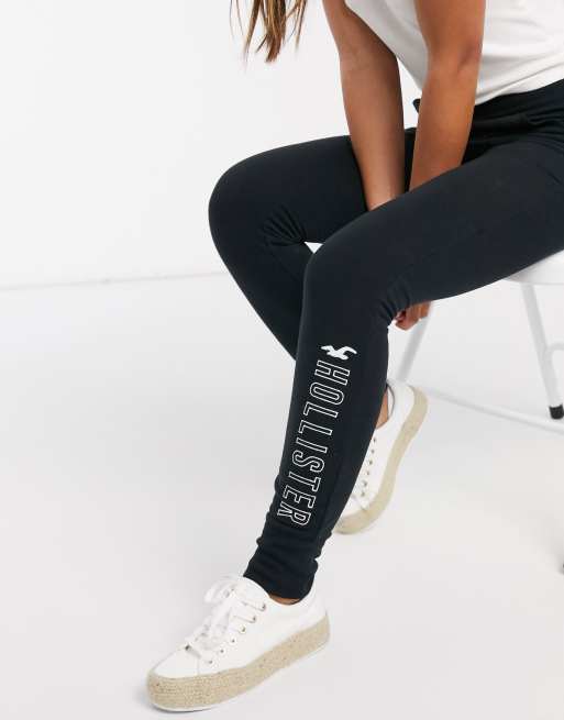 Hollister logo leggings in black - ShopStyle