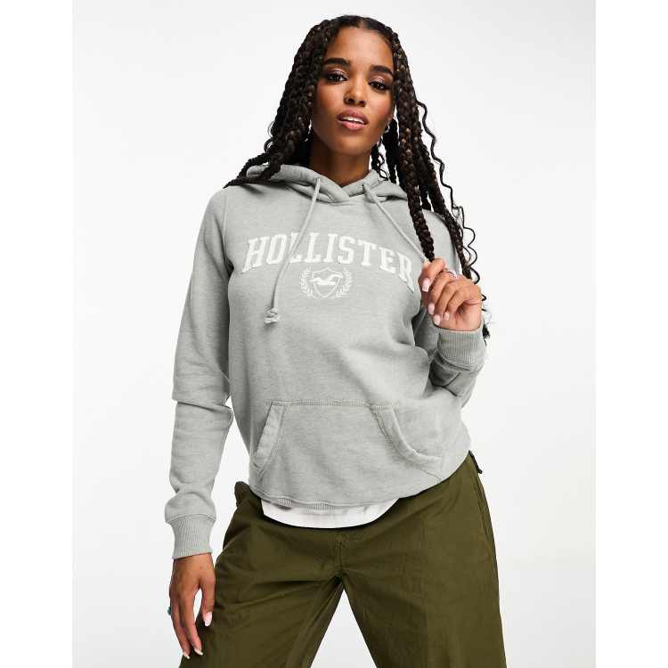 Hollister logo front hoodie in light grey