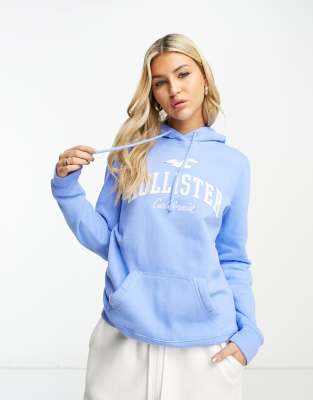 Blue and white hollister hoodie cheap