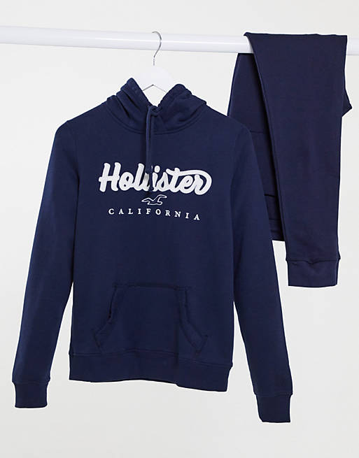 Hollister logo hoodie in navy | ASOS