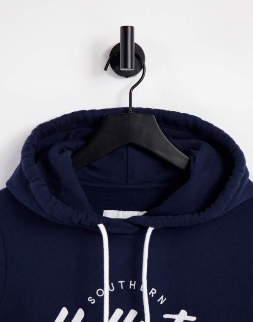 Hollister logo hoodie in navy