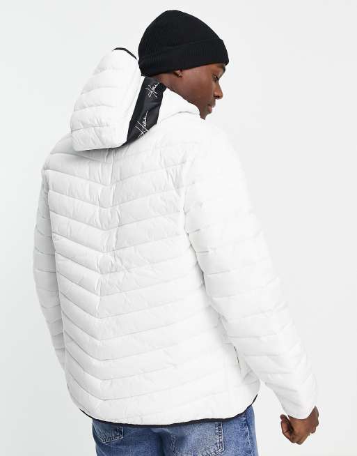 Hollister logo lightweight puffer jacket in white