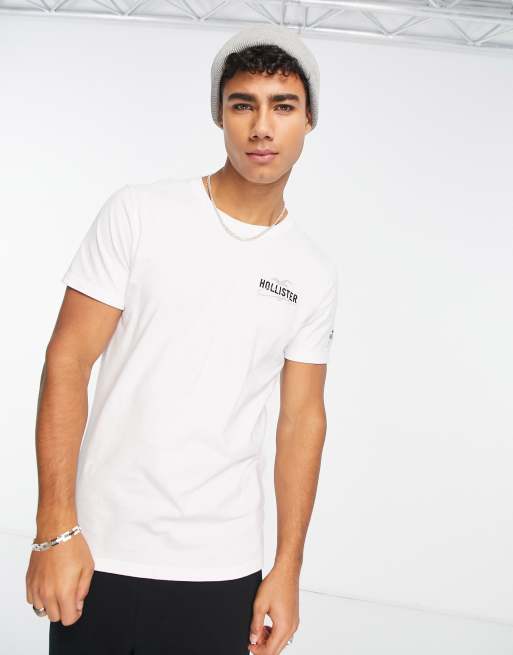 Hollister iconic large logo dip dye t-shirt slim fit in white to black, ASOS