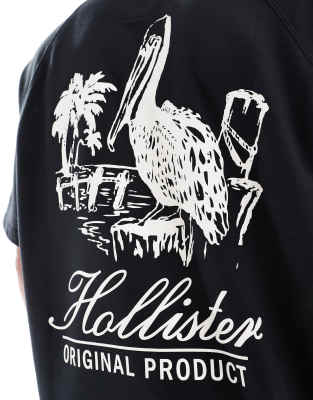 Hollister logo short sleeve oversized terry sweatshirt in black