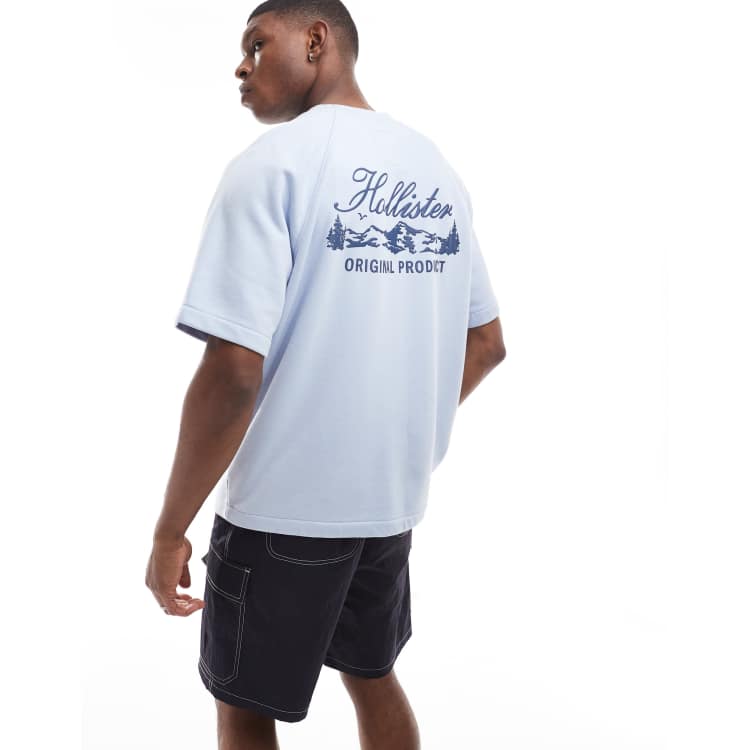 Hollister logo short sleeve oversized terry sweatshirt in light