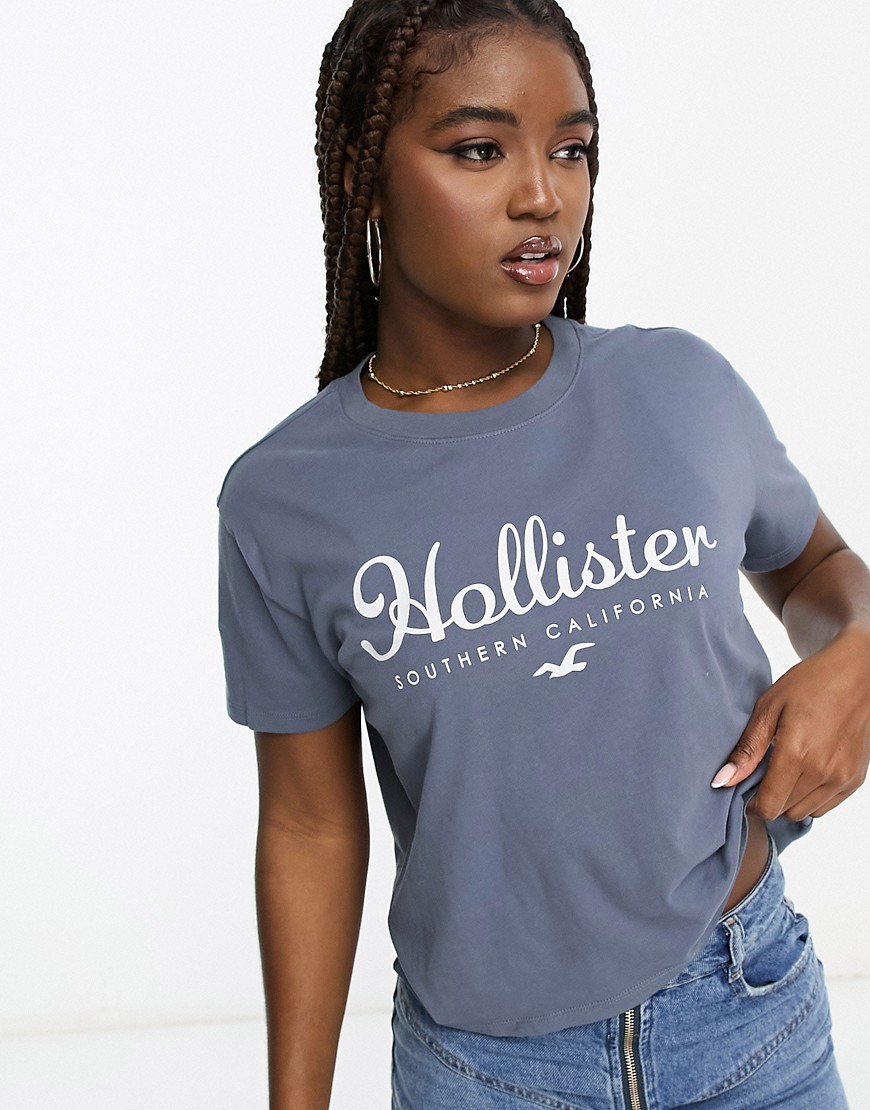 Hollister logo short sleeve t-shirt in blue