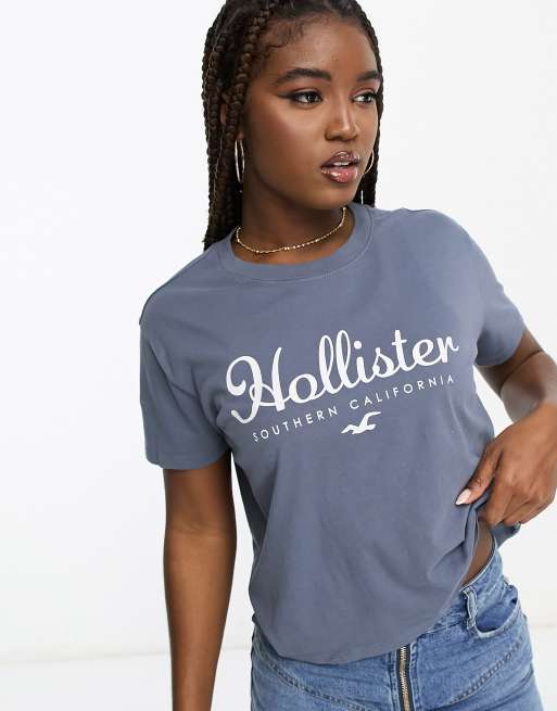 Hollister front logo tee in white