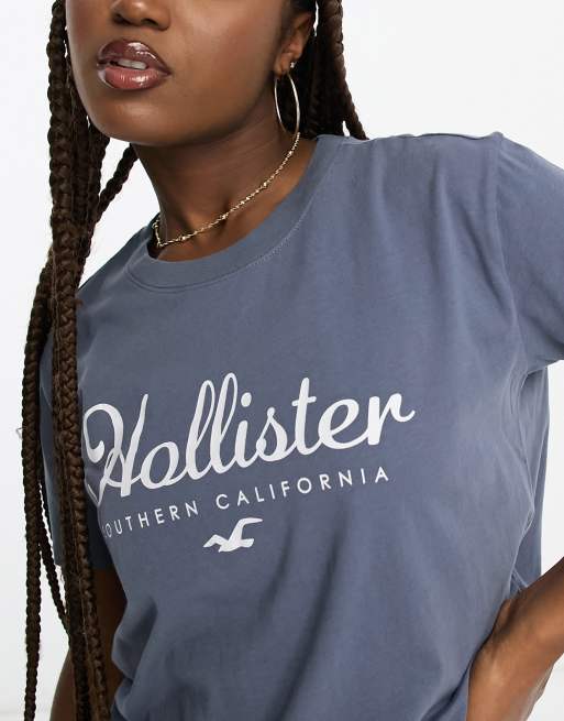 Hollister logo short sleeve t-shirt in blue