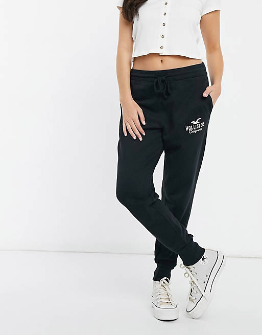 Hollister logo side sweatpants in black
